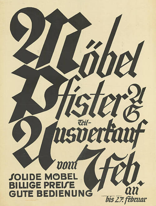 Möbel Pfister, Teil-Ausverkauf vom 7. Feb. an