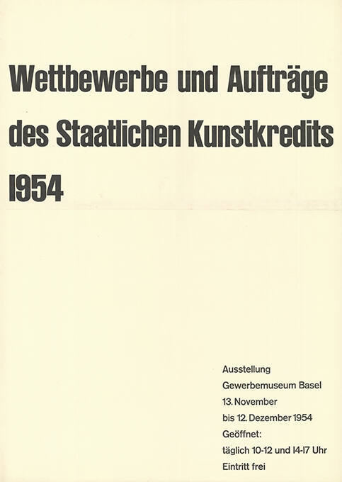 Wettbewerbe und Aufträge des Staatlichen Kunstkredits 1954, Gewerbemuseum Basel