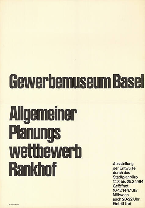 Allgemeiner Planungswettbewerb Rankhof, Gewerbemuseum Basel