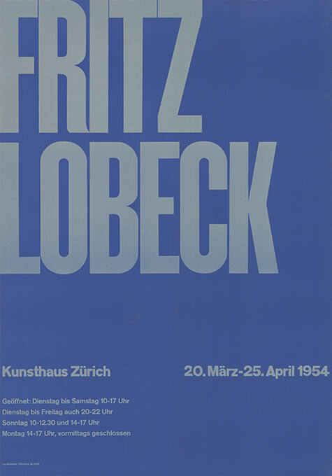 Fritz Lobeck, Kunsthaus Zürich