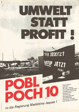 Umwelt statt Profit!, POBL, POCH, Liste 10, In die Regierung Madeleine Jaques !