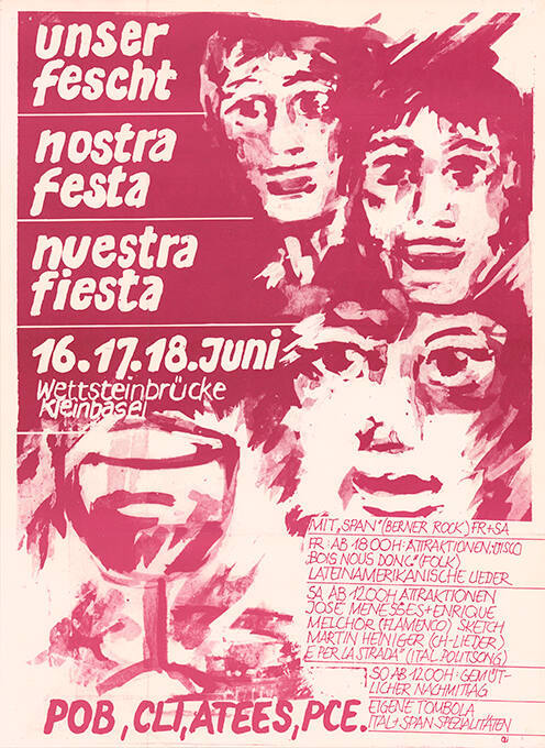 Unser Fescht, Nostra Festa, Nuestra Fiesta, POB, CLI, ATEES, PCE, Wettsteinbrücke Kleinbasel