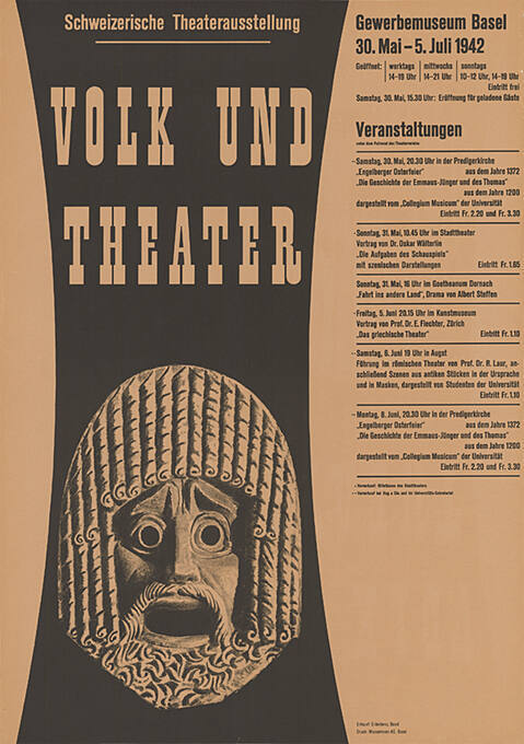 Volk und Theater, Schweizerische Theaterausstellung, Gewerbemuseum Basel