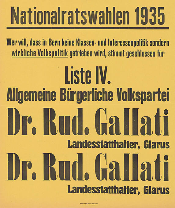 Nationalratswahlen 1935, Liste IV, Allgemeine Bürgerliche Partei, Dr. Rud. Gallati