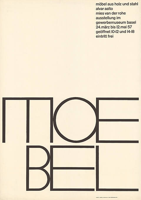 Moebel, Möbel aus Holz und Stahl. Alvar Aalto, Mies van der Rohe, Gewerbemuseum Basel