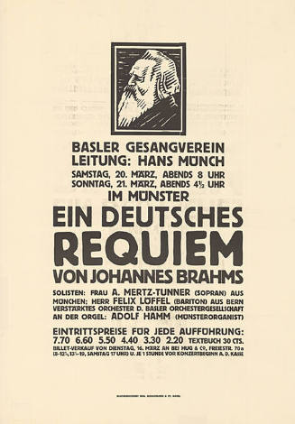 Ein deutsches Requiem, von Johannes Brahms, Basler Gesangverein, Leitung: Hans Münch, im Münster