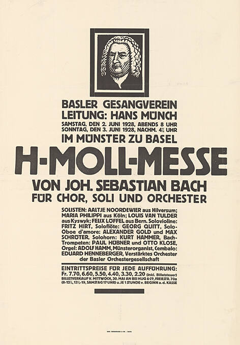 H-Moll-Messe von Joh. Sebastian Bach, Basler Gesangverein, Leitung: Hans Münch, im Münster zu Basel