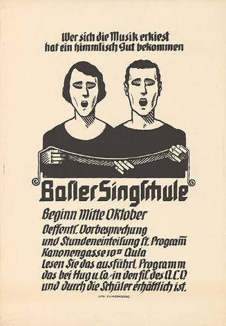 Wer sich die Musik erkiest hat ein himmlisch Gut bekommen, Basler Singschule, Beginn Mitte Oktober, Oeffentl. Vorbesprechung und Stundeneinteilung lt. Programm