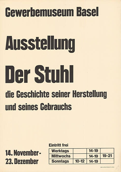 Der Stuhl, Gewerbemuseum Basel