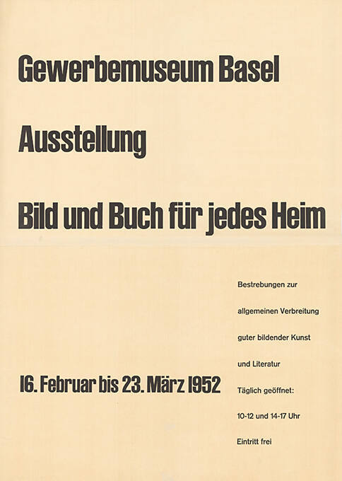 Bild und Buch für jedes Heim, Gewerbemuseum Basel