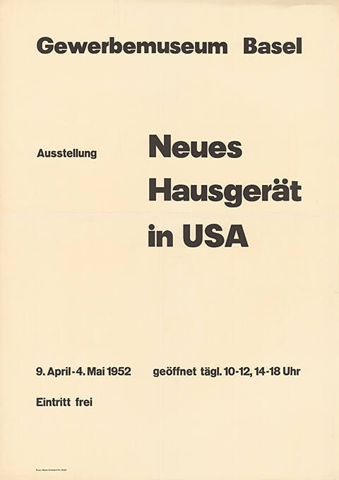 Neues Hausgerät in USA, Gewerbemuseum Basel