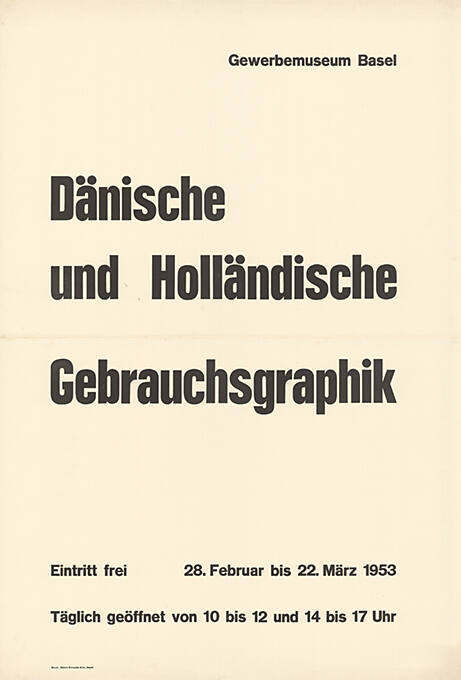 Dänische und Holländische Gebrauchsgraphik, Gewerbemuseum Basel