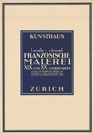 Französische Malerei XIX. und XX. Jahrhundert, Kunsthaus Zürich