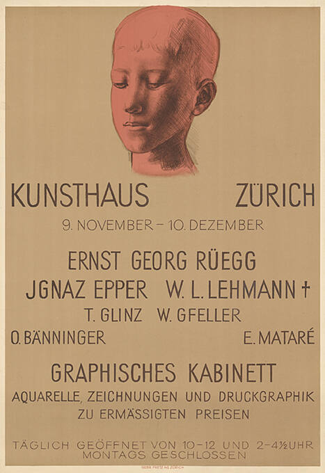 Ernst Georg Rüegg, Jgnaz Epper, W. L. Lehmann, Graphisches Kabinett, Kunsthaus Zürich