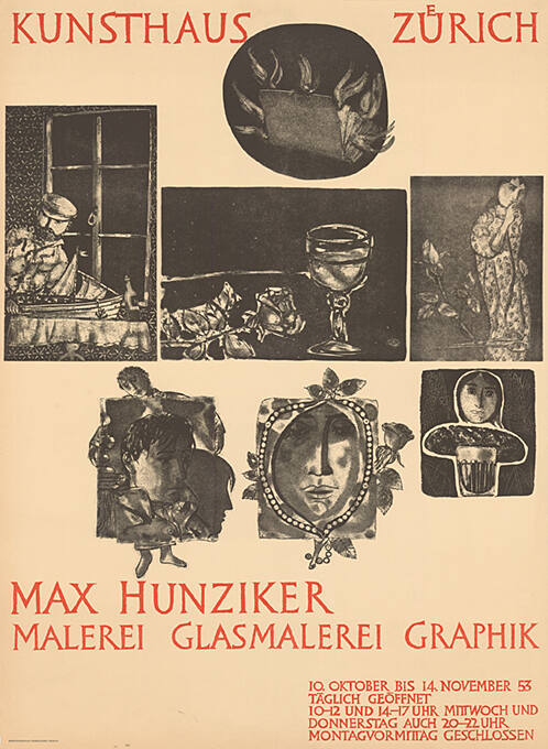 Max Hunziker, Malerei, Glasmalerei, Graphik, Kunsthaus Zürich