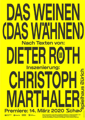 Das Weinen (Das Wähnen) Nach Texten von: Dieter Roth, Inszenierung: Christoph Marthaler, Schauspielhaus Zürich