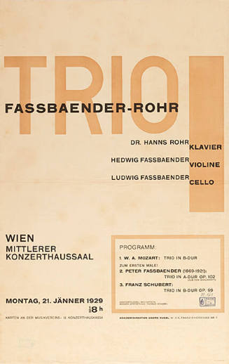 Trio Fassbaender-Rohr, Wien, Mittlerer Konzerthaussaal