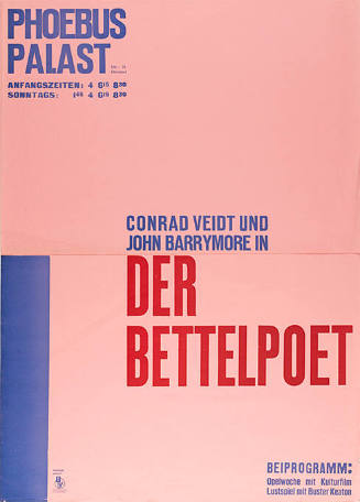 Der Bettelpoet, Conrad Veidt und John Barrymore, Phoebus Palast, München