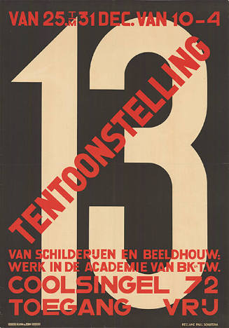 13 Tentoonstelling van Schilderijen en Beeldhouwwerk, Academie van BK [Bouwkunst] T. W., Amsterdam
