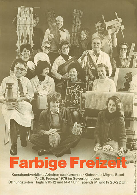 Farbige Freizeit, Kunsthandwerkliche Arbeiten aus Kursen der Klubschule Migros Basel, Gewerbemuseum Basel