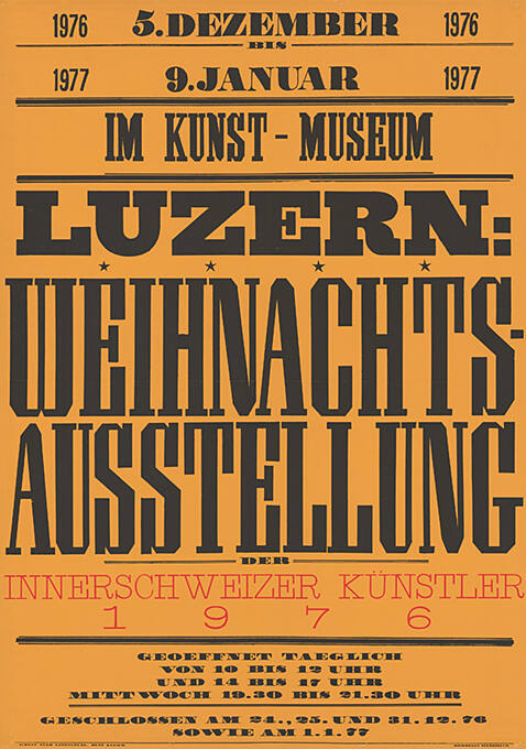 Weihnachts-Ausstellung, Kunstmuseum Luzern