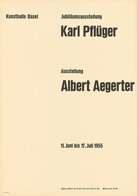 Karl Pflüger, Albert Aegerter, Kunsthalle Basel