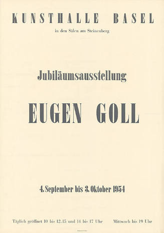 Eugen Goll, Kunsthalle Basel