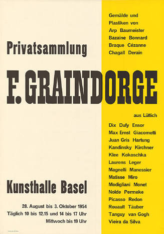 Privatsammlung F. Graindorge, Kunsthalle Basel