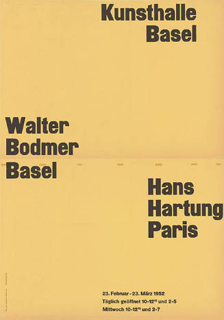 Walter Bodmer Basel, Hans Hartung, Paris, Kunsthalle Basel