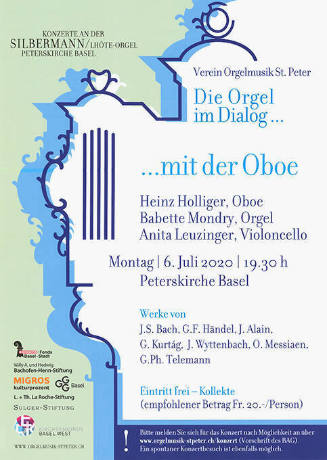 Die Orgel im Dialog…, …mit der Oboe, Konzerte an der Silbermann / Lhôte-Orgel, Peterskirche Basel