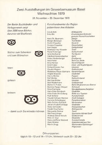 Zwei Ausstellungen im Gewerbemuseum Basel, Weihnachten 1979