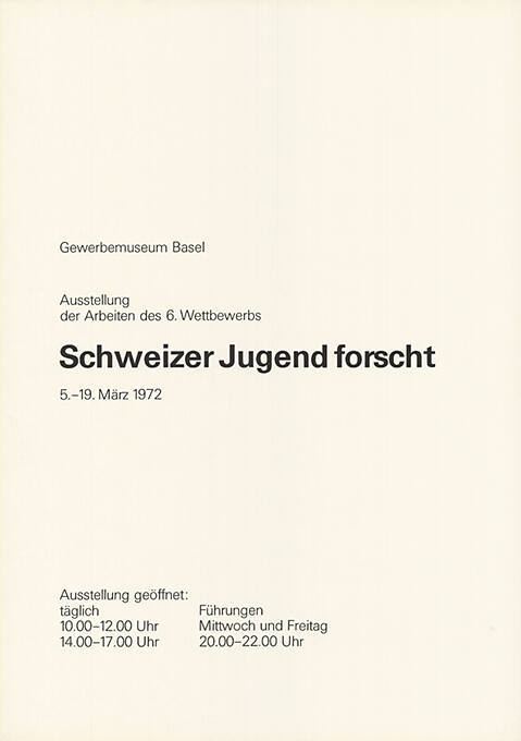 Schweizer Jugend forscht, Gewerbemuseum Basel