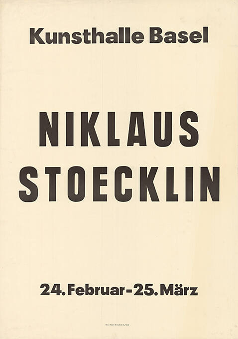 Niklaus Stoecklin, Kunsthalle Basel