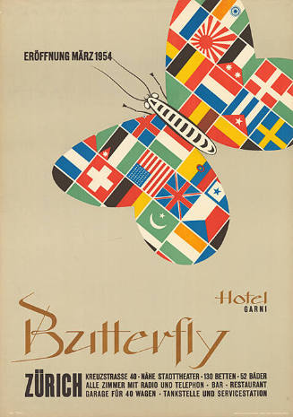 Eröffnung März 1954, Hotel Garni, Butterfly, Zürich