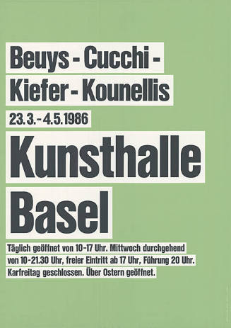 Beuys - Cucchi - Kiefer - Kounellis, Kunsthalle Basel