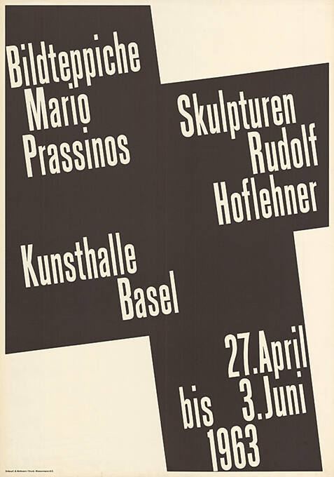 Bildteppiche Mario Prassinos, Skulpturen Rudolf Hoflehner, Kunsthalle Basel