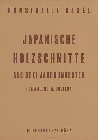 Japanische Holzschnitte aus drei Jahrhunderten, Sammlung W. Boller, Kunsthalle Basel