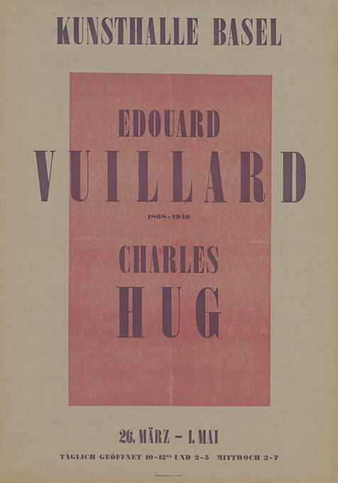 Edouard Vuillard, Charles Hug, Kunsthalle Basel