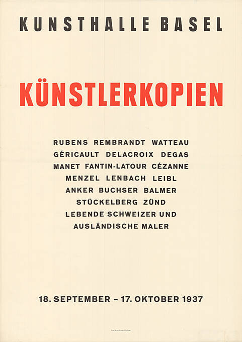 Künstlerkopien, Kunsthalle Basel