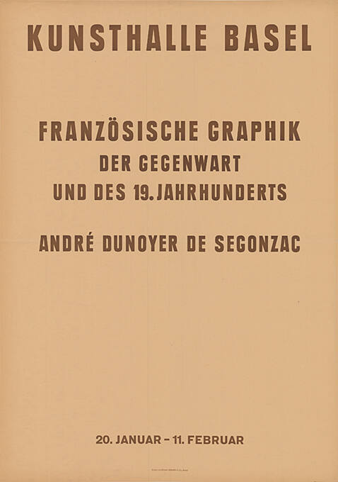 Französische Graphik der Gegenwart und des 19. Jahrhunderts, André Dunoyer de Segonzac, Kunsthalle Basel