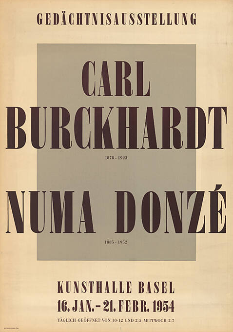 Gedächtnisausstellung Carl Burckhardt, Numa Donzé, Kunsthalle Basel