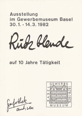 Rückblende auf 10 Jahre Tätigkeit, Gewerbemuseum Basel