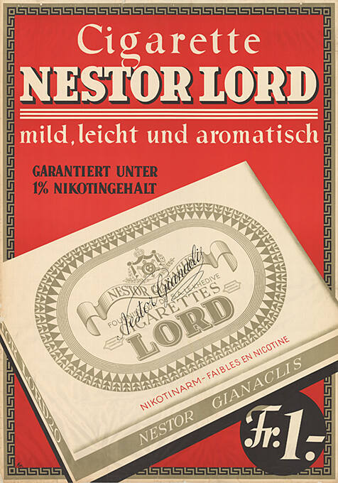 Cigarette Nestor Lord, mild, leicht und aromatisch