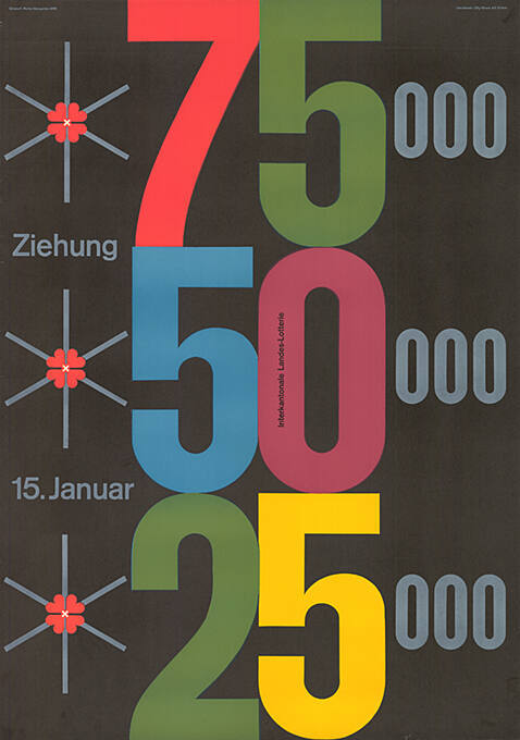 Ziehung 15. Januar, 75'000, 50'000, 25'000, Interkantonale Landes-Lotterie