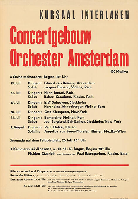 Concertgebouw Orchester Amsterdam, Kursaal Interlaken