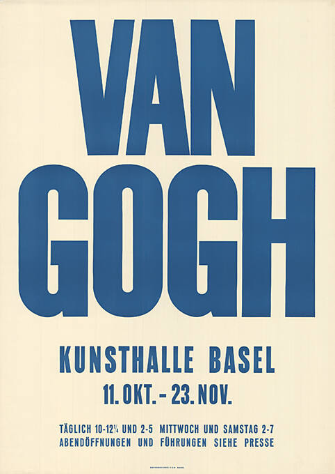 Van Gogh, Kunsthalle Basel