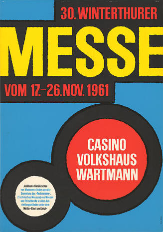 30. Winterthurer Messe, Casino Volkshaus Wartmann