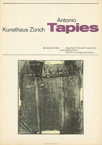 Antonio Tapies, Kunsthaus Zürich