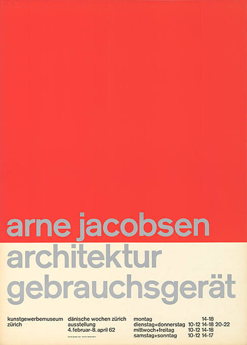 Arne Jacobsen, Architektur, Gebrauchsgerät, Kunstgewerbemuseum Zürich