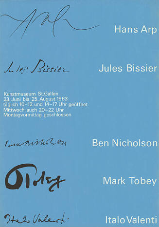 Hans Arp, Jules Bissier, Ben Nicholson, Mark Tobey, Italo Valenti, Kunstmuseum St. Gallen